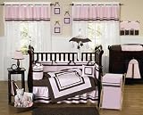 Hotel Pink and Brown 9 Piece Crib Bedding Collection