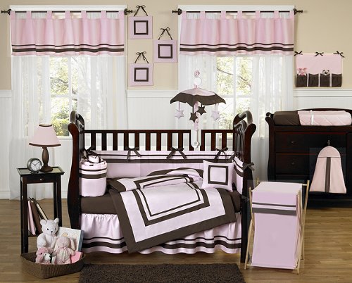 Hotel Pink and Brown 9 Piece Crib Bedding Collection product image