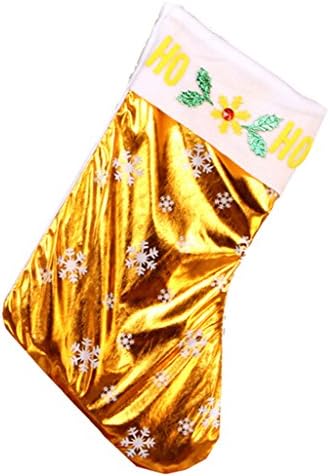 Km Christmas Decorations Snowflake Gift Sock 13.7*9.8 Inches (Golden)