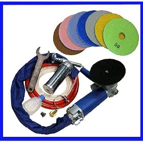 3~5 Air pneumatic Wet Polisher Sander with 1 Set of Polishing Pads and Apron by