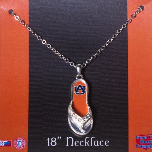 Bling Bling, Collegiate Jewely, 18" Silver tone chain necklace with a 1.5" flip flop pendant featuring the Auburn logo at Amazon.com