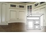 Arlington White V3021DR - Single Door / Double Drawer Right