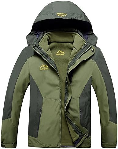 FanMagic Men's Water Resistant Wicking Breathable Anti-Static Removable Caps Jacket Army Green L