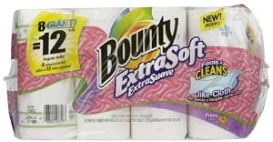 Bounty Extra Soft, Giant Roll (1.5X Regular), 2 Ply, Prints, 8 ct