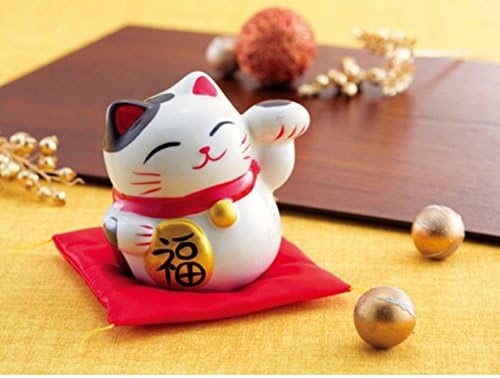 Good Fortune Lucky Cat Maneki Neko Pottery Money Piggy Bank With Cushion, Assorted (Colors May Vary)