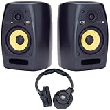 KRK VXT6 Pair of Two-Way Active Studio Monitors + KNS 6400 Headphones