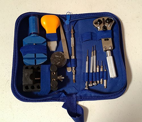 Watch Repair Tool Kit Professional 13 Pieces Watch Repair Tools Kit Set Watch Band Case Remover Opener Holder - Blue
