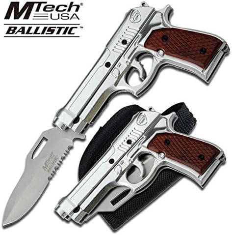 MT-A818SW M9 ASSISTED OPENING KNIFE WITH GUN HOLSTER 4.75 m8lmPtlAC INCH A3VbGFy4ZW CLOSED SIL ajuiioptr 4567fffg 567ybghjk MTech USA Ballistic M9 Series Assisted Opening KnifeAssisted opening knife4.75 Inch closed in length3.5 Inch silver half serrated 9pXV4Haq stainless steel blade3MM Thickness bladeSilver Aluminum M9 Pistol style handleWood overlay on handleIncludes black nylon gun p8uNPj holster