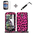 (3 Items Combo : Case - Screen Protector Film - Stylus Pen) Rubberized Pink Black Leopard Snap on Design Case Hard Case Skin Cover Faceplate for Sprint Samsung Galaxy S Epic 4g