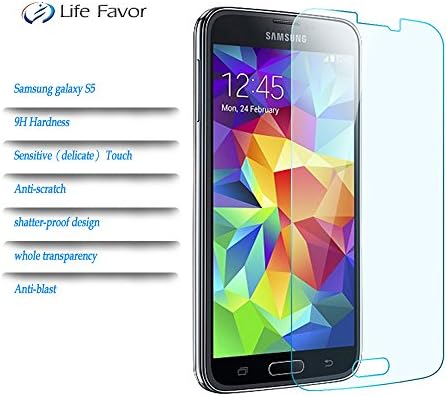 Life Favor® Premium Glass Screen Protector for Samsung Galaxy S5 Screen Guard Film - 99.99% Clarity and Touchscreen Accuracy -Best Protection from Scratches and Drops