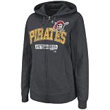 MLB Women's Pittsburgh Pirates Real Flava Long Sleeve Full Zip Hoodie (Charcoal Heather, Medium)