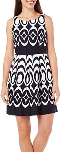 TAYLOR Womens Navy Geo Print Dress 14 Navy blue