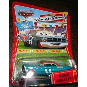 Disney Pixar Cars Die Cast Mario Andretti Piston Cup Chase Car w/ Red Wheels 1:55 Scale Mattel