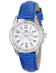 Invicta Womens 16337 "ANGEL" Crystal-Accented Stainless Steel Watch with Blue Leather Strap