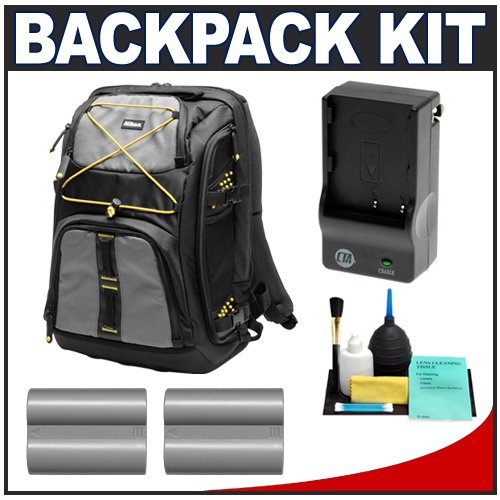 Nikon Digital SLR Camera & Laptop Backpack + (2x) EN-EL3e Batteries & Charger + Accessory Kit for D700, D300s, D300, D200, D90, D80
