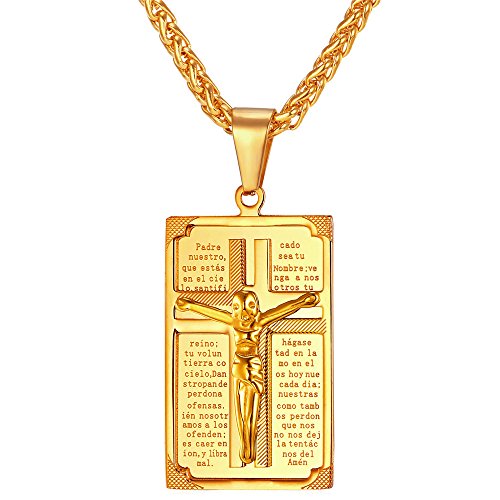 Crucifix Cross Pendant Antique 18K Gold Plated Or Stainless Steel Christian Jewelry Jesus Necklace