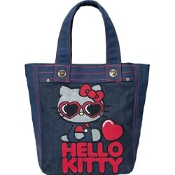 Hello Kitty Love Heart Denim Canvas Tote Bag