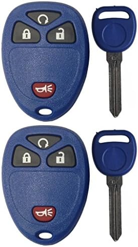 Discount Keyless Pair of Replacement Navy 4 Button Automotive Keyless Entry Remote Control Transmitters 15913421 and Replacement Navy ID 46 Transponder Keys Compatible with GM Vehicles