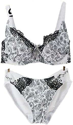 Jemmou Underwear New arrival sexy lace bra briefs set ultra thin woman lolita girl bra set sexy woman underwear set 6 color 38 40 42 44 CD Cup White40