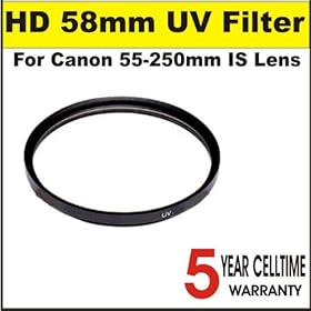 High Definition 58mm UV Filter for Canon 55-250mm IS Lens + 3 Year Celltime Warranty