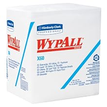 Kimberly-Clark Wypall X60 Reinforced Disposable Wiper, 13" Length x 12-1/2" Width, White (12 Packs of 76)