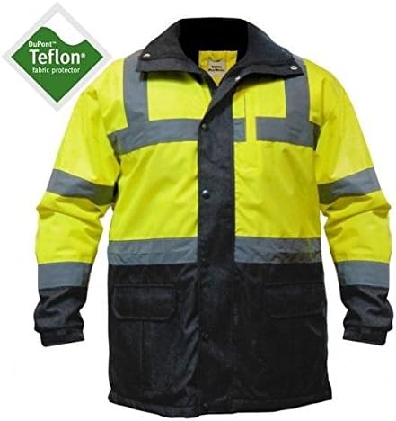 Class 3 High-Visibility Parka with Teflon - Lime/Black, 5XL, Model# UHV1004