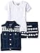 Kensie Girls' 3 Piece Lace Trimmed Denim Vest, Short and T-Shirt Set