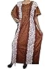 Gift for Womens Kaftan Kimono Sleeve Cotton Batik Brown Caftan Dress Large