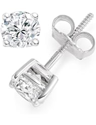 3/4 Carat Round Brilliant Cut Diamond Stud Earrings IGI Certified Screw Back (H-I Color SI1-SI2 Clarity)