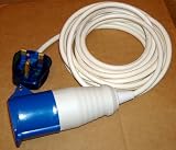 Review   / 5m Lead 13Amp UK Mains plug to IP44 blue Camping, Caravan, Induxtril commando style socket.
