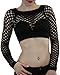 ToBeInStyle Women's Elastic Fishnet Long Sleeve Top