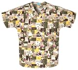 Cherokee HQ Women's 100% Cotton Print V-Neck Scrub Tops-Assorted