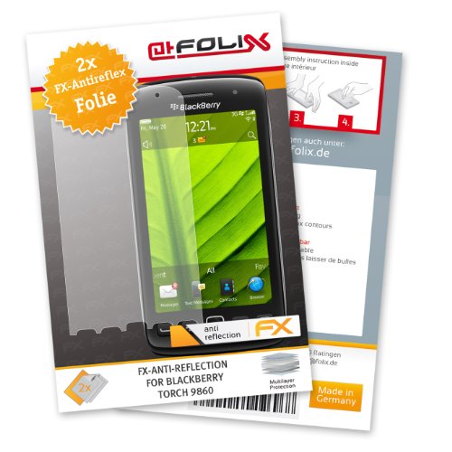 atFoliX FX-Antireflex Displayschutzfolie f�r Blackberry Torch 9860 (2-er Pack) - Displayschutz antireflektierend! H�chste Qualit�t - Made in Germany!