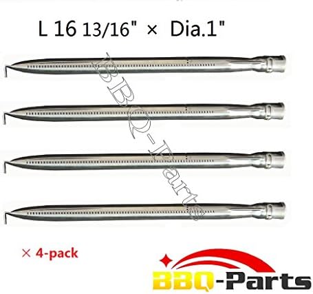 10361 (4-pack) Universal Straight Stainless Steel Pipe Burner for Nexgrill, Charmglow, Costco Kirkland, Permasteel,Perfect Glo, Sterling Forge, and Other Grills (16 13/16" x 1")