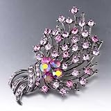 Valentines Day Jewelry Pink Leaf Austrian Rhinestone Brooch Gifts