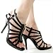 Black Women's Gladiator Shoes - Cage Platform Sandals Heel - Casey-23