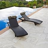 RST Outdoor Delano Wave Chaise Lounger with Bolster Pillow Set Patio Furniture - 2-Pack