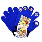 手袋 キッズ 男の子 男児　ニンニンジャー てぶくろ 5本指 ニット のびのび （ブルー17cm）