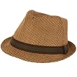 Woven 2 Tone Light Fedora Trilby Summer Hat Brown L/XL