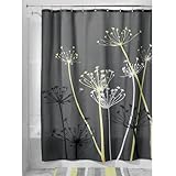 InterDesign Thistle Fabric Shower Curtain, 72 x 72-Inch, Gray/Yellow