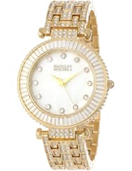 Badgley Mischka Womens BA/1222WMGB Swarovski Crystal Accented Gold-Tone Bracelet Watch