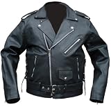 Lederjacke Motorradjacke Seitenschnürung Rocker Chopper Brando Jacke, Herrengröße:52