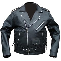 Lederjacke Motorradjacke Rocker Chopper Brando Jacke mit Seitenschn�rung, Herrengr��e:48