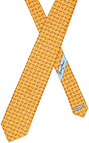 Gualtiero Argenti 100% Silk MADE IN ITALY designer hinge print necktie (Yellow)