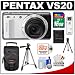 Pentax Optio VS20 20X Optical Zoom Digital Camera (Brilliant White) with 16GB Card + 50