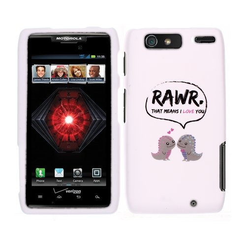 Fincibo (TM) Protector Cover Case Snap On Hard Plastic Front And Back For Motorola Droid Razr Maxx XT913 XT916 XT912M - Dinosaurs Love Story