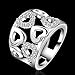 New Fashion Beautiful Jewelry Austrian Crystal Hollow Heart Sweet Love Silver Ring Band