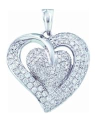 1 cttw 14k White Gold Heart Pendant Diamond Heart Pendant (Real Diamonds: 1 cttw)