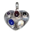 Pendants for Girls Sterling Silver Multi Gemstone Jewelry 1.25 inches