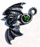 Soaring Dragon Pin with Green Swarovski Crystal